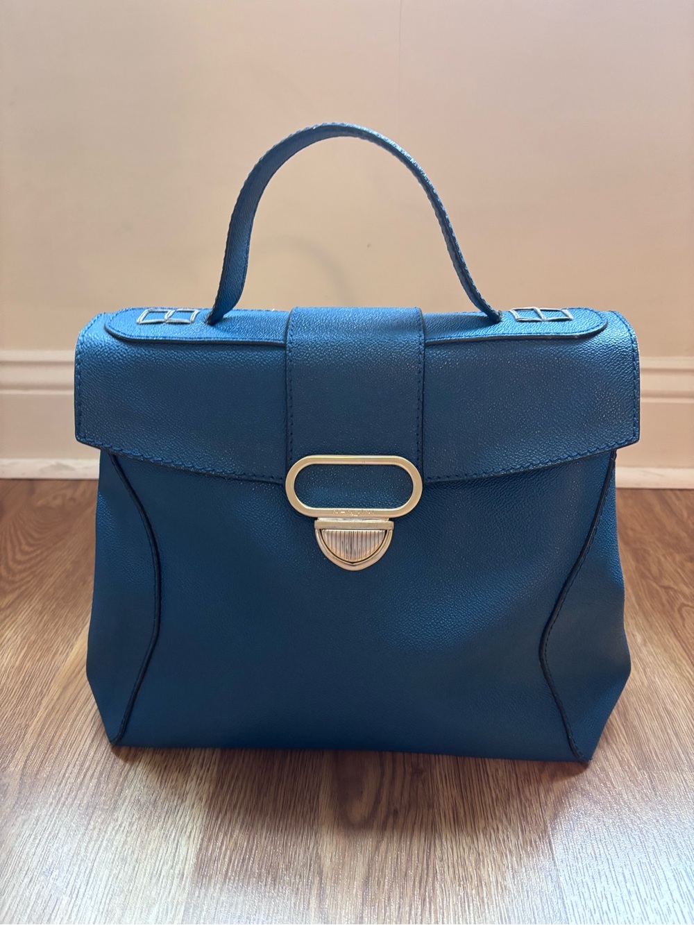 Nannini Blue Structured Top-Handle Satchel
